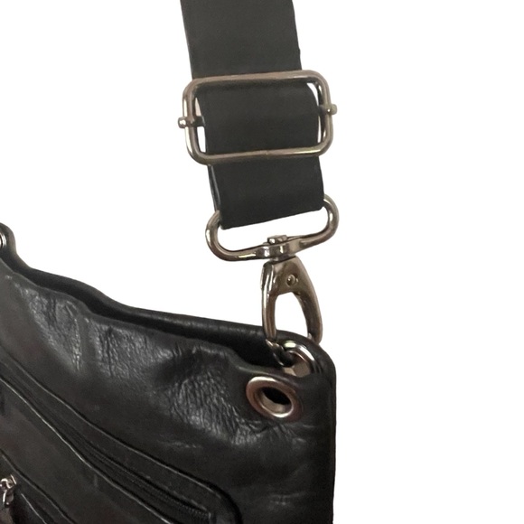 MARGOT Genuine Pebbled Leather Double Zipper Shoulder Crossbody Messenger Bag - Picture 7 of 7